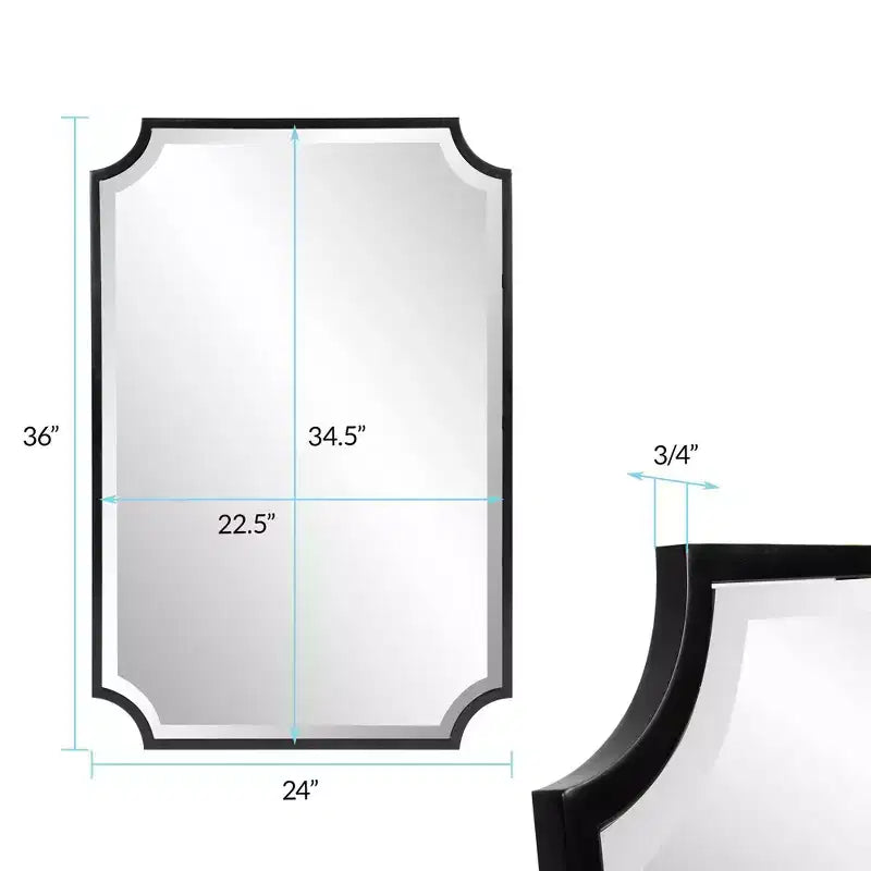 Specchio da parete Hastings con cornice in acciaio inossidabile 36x24