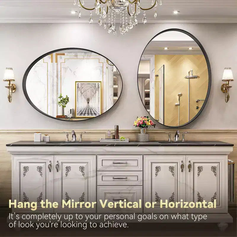 HOMLUX 20x28/24x36/26x38 Oval Pill Bathroom Mirror Wall Mount Decorative Mirror Horizontal Vertical