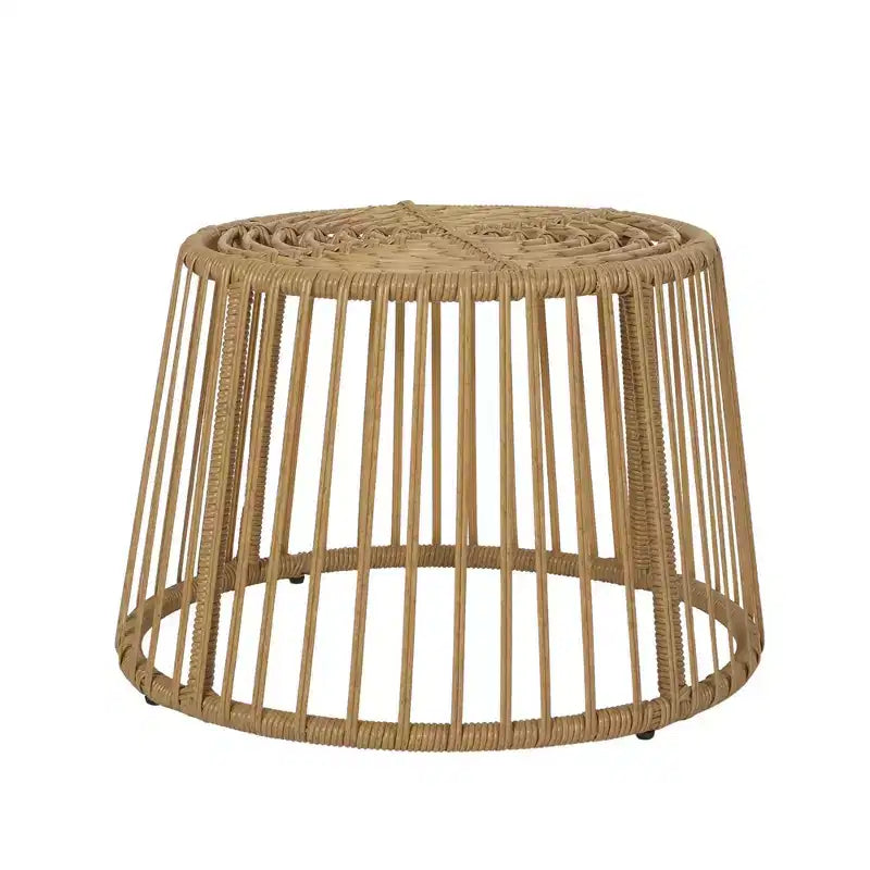 Tavolino da esterno per patio, tavolino rotondo in rattan, tavolino in stile bohémien, tavolino da esterno e da interno per soggiorno, giardino, balcone, cortile