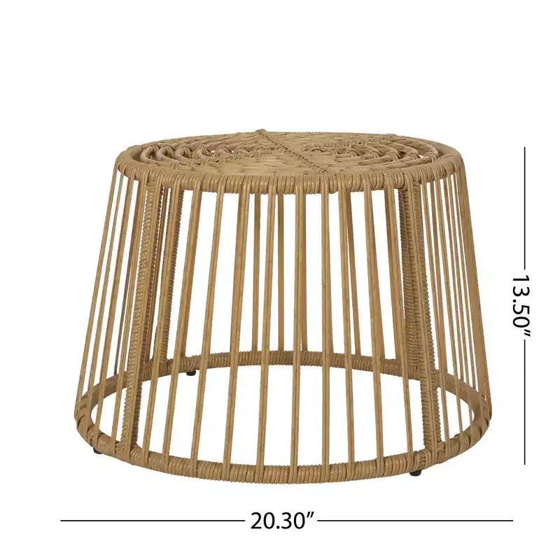 Tavolino da esterno per patio, tavolino rotondo in rattan, tavolino in stile bohémien, tavolino da esterno e da interno per soggiorno, giardino, balcone, cortile