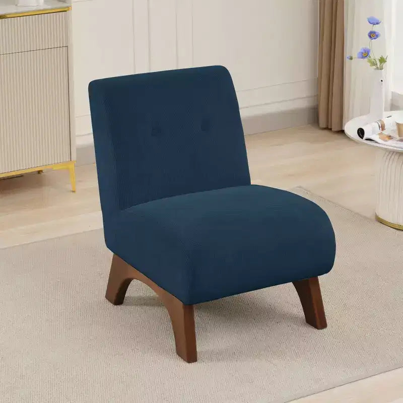 Poltroncina d'appoggio in velluto a coste con gambe in legno – Sedia Slipper senza braccioli