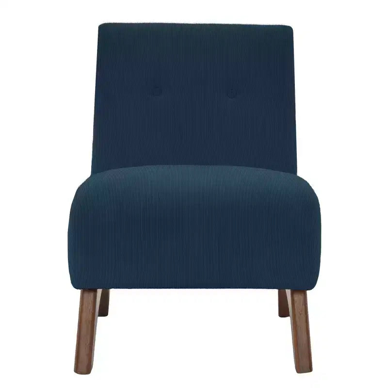 Poltroncina d'appoggio in velluto a coste con gambe in legno – Sedia Slipper senza braccioli