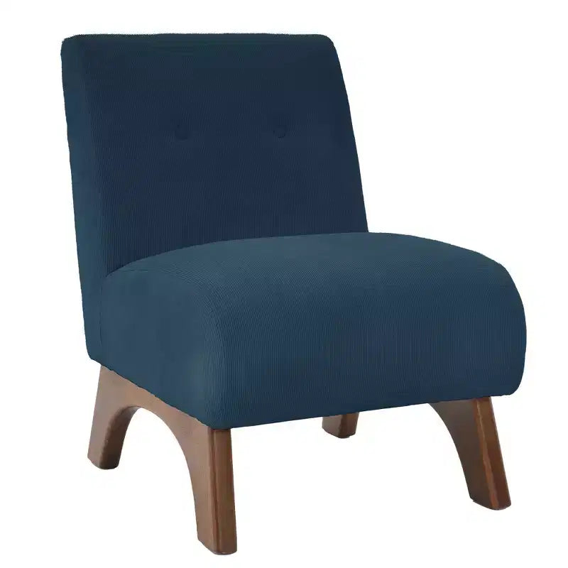 Poltroncina d'appoggio in velluto a coste con gambe in legno – Sedia Slipper senza braccioli