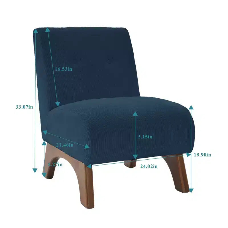 Poltroncina d'appoggio in velluto a coste con gambe in legno – Sedia Slipper senza braccioli