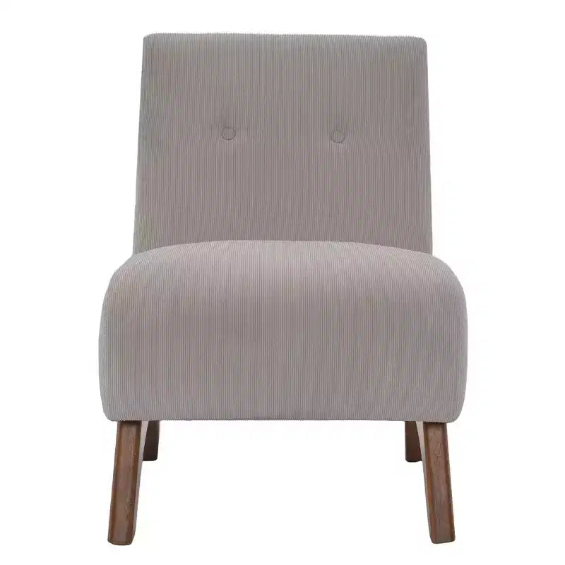 Poltroncina d'appoggio in velluto a coste con gambe in legno – Sedia Slipper senza braccioli