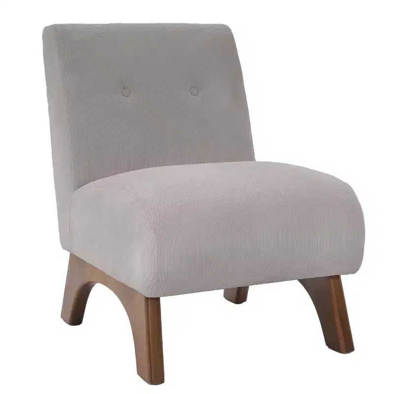 Poltroncina d'appoggio in velluto a coste con gambe in legno – Sedia Slipper senza braccioli