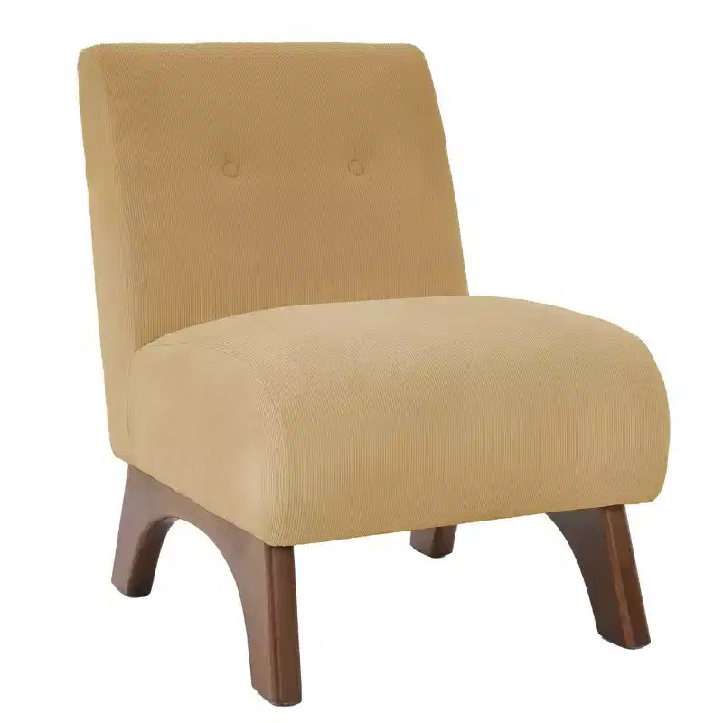 Poltroncina d'appoggio in velluto a coste con gambe in legno – Sedia Slipper senza braccioli