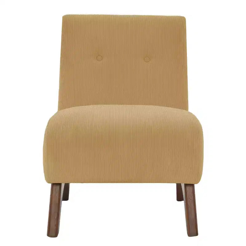 Poltroncina d'appoggio in velluto a coste con gambe in legno – Sedia Slipper senza braccioli