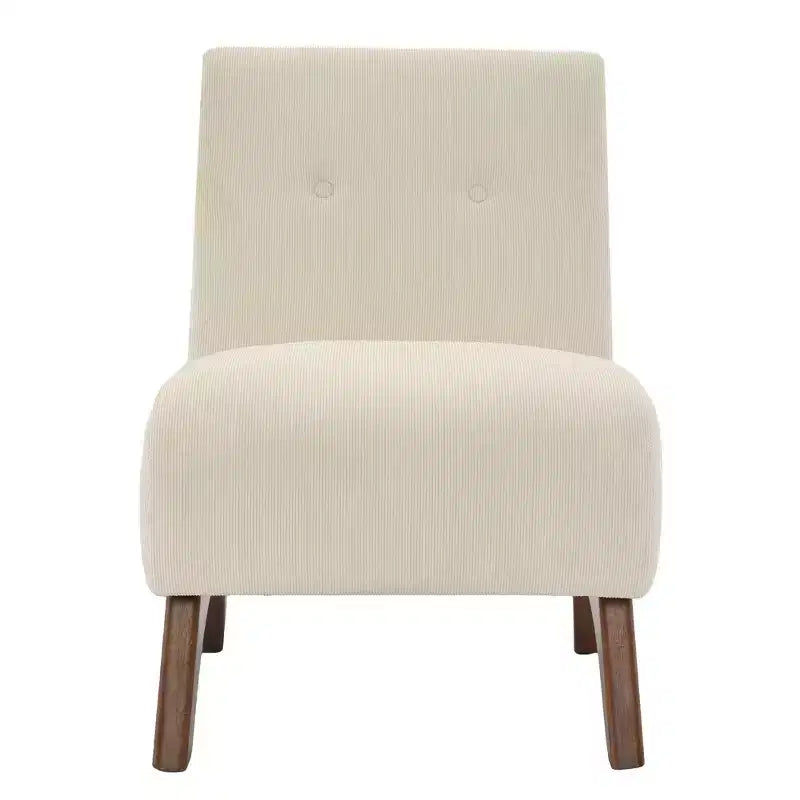Poltroncina d'appoggio in velluto a coste con gambe in legno – Sedia Slipper senza braccioli