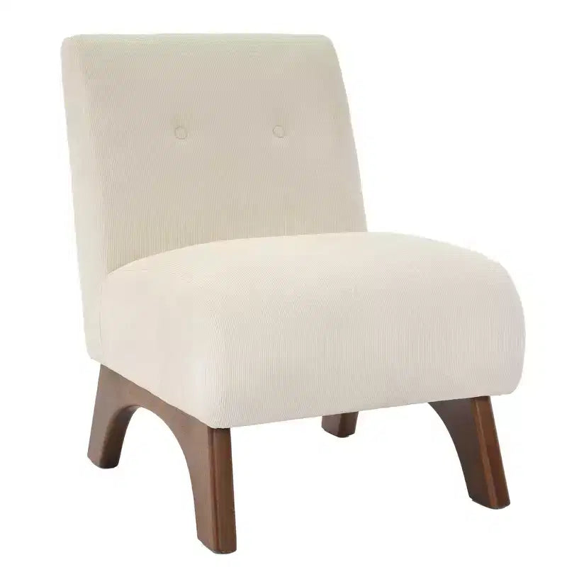 Poltroncina d'appoggio in velluto a coste con gambe in legno – Sedia Slipper senza braccioli