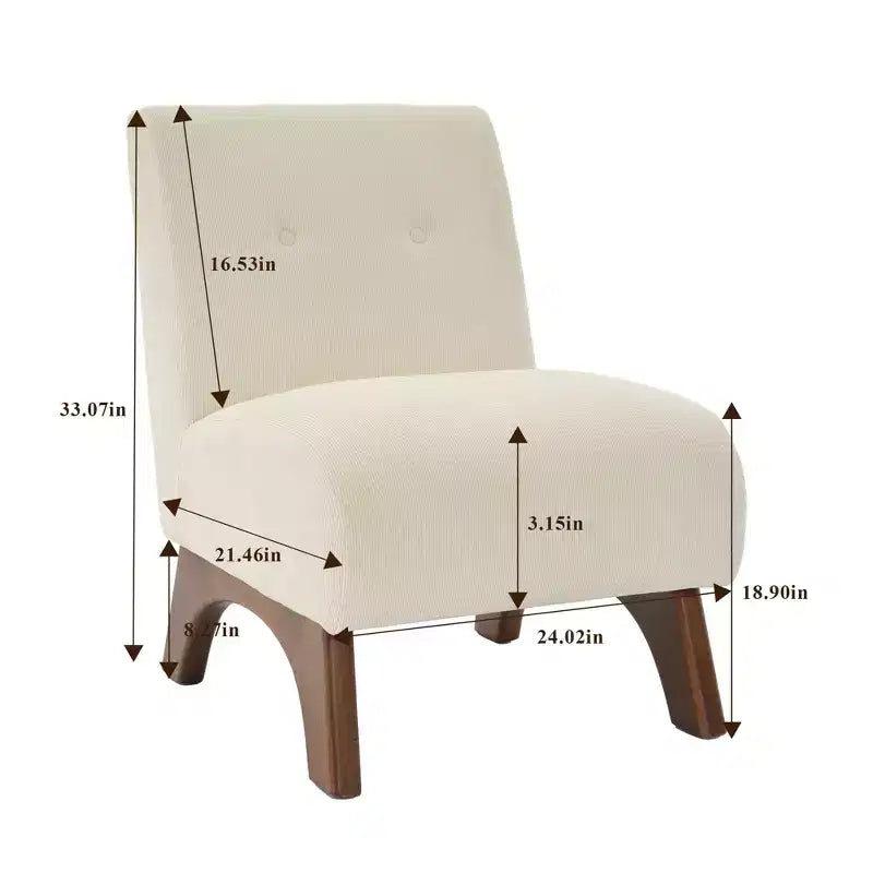 Poltroncina d'appoggio in velluto a coste con gambe in legno – Sedia Slipper senza braccioli