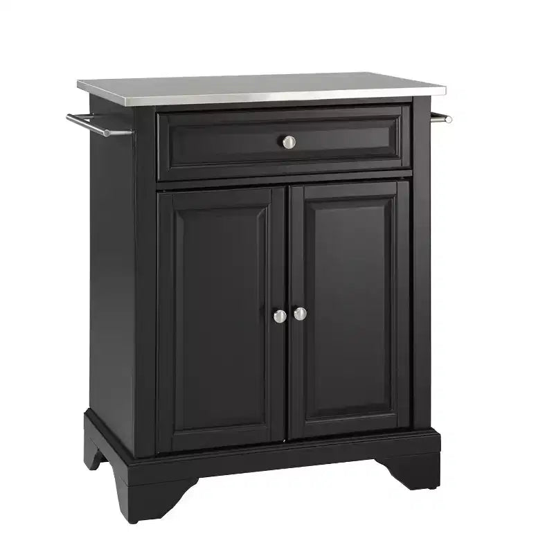 Carrello da Cucina Portatile con Piano in Acciaio Inox e Contenitore