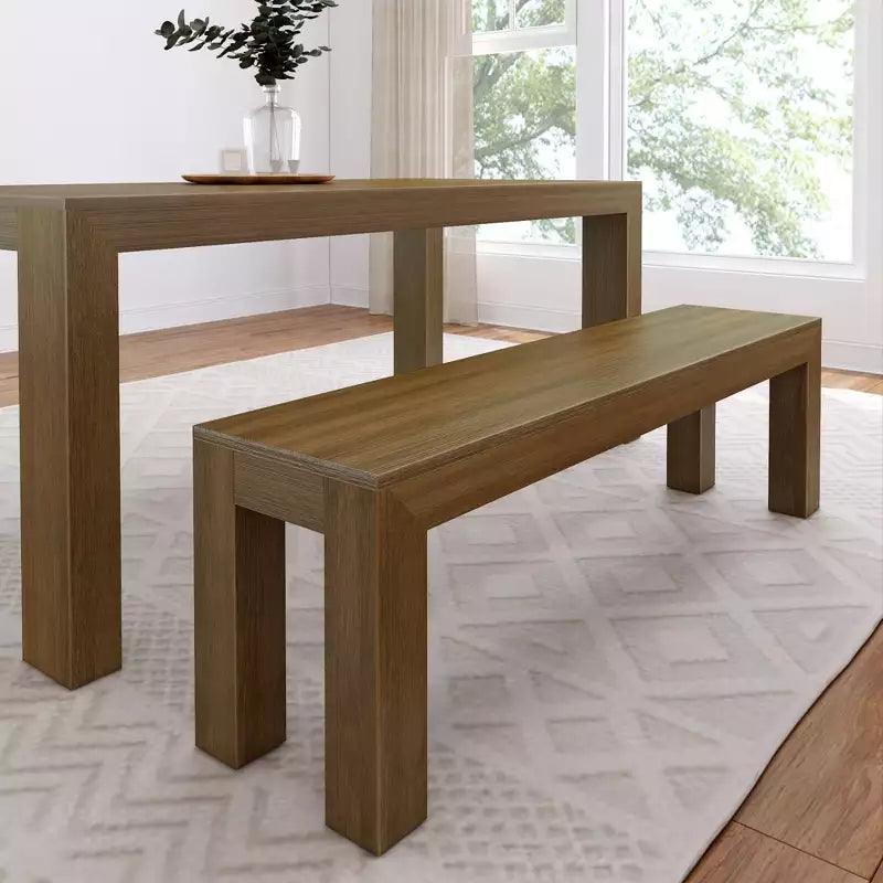 Panca da pranzo in legno massello da 60" – Stile moderno Pecan Wirebrush