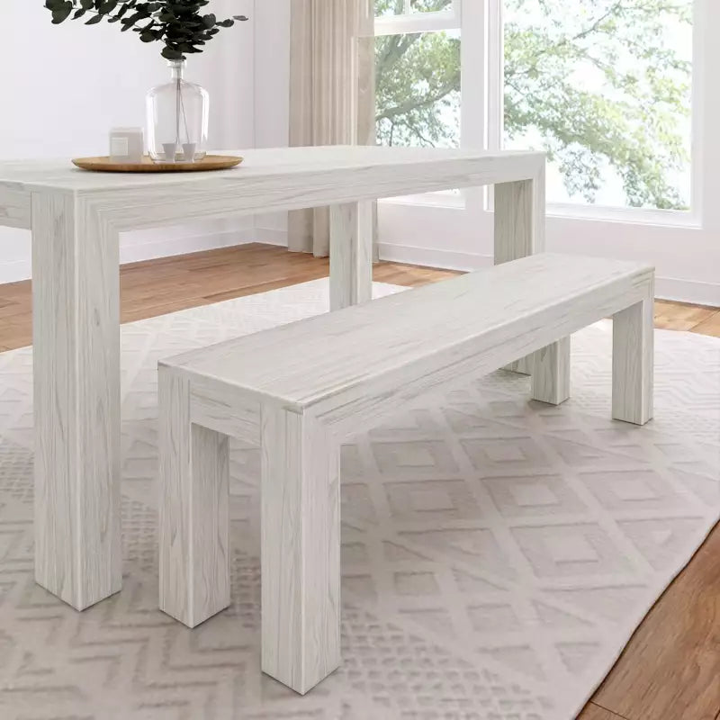 Panca da pranzo in legno massello da 60" – Stile moderno Pecan Wirebrush